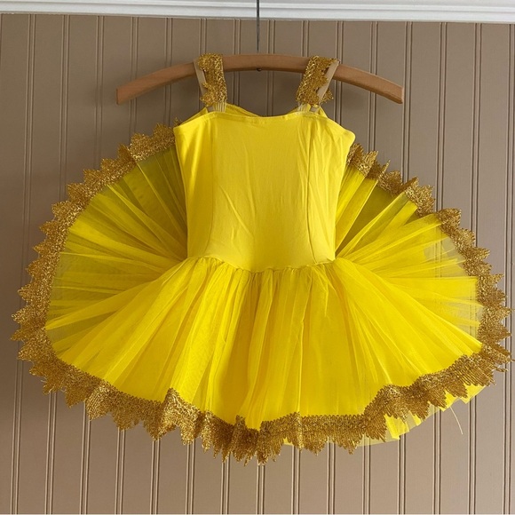 Tutu Gallery Bright Yellow Belle Dance Costume Halloween Child Size 8 - Picture 2 of 10